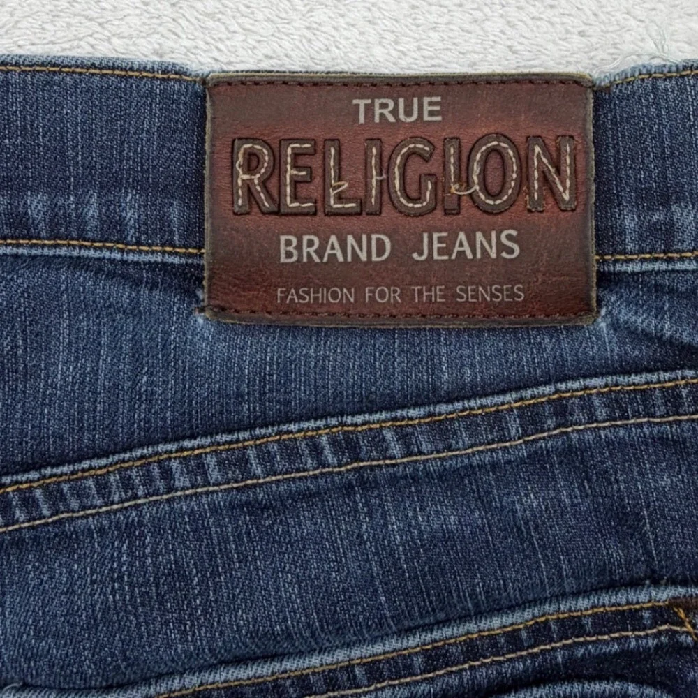 True Religion Rocco Slim Jeans Mens 33x34.5  Dark Wash Denim Stretch Made in USA